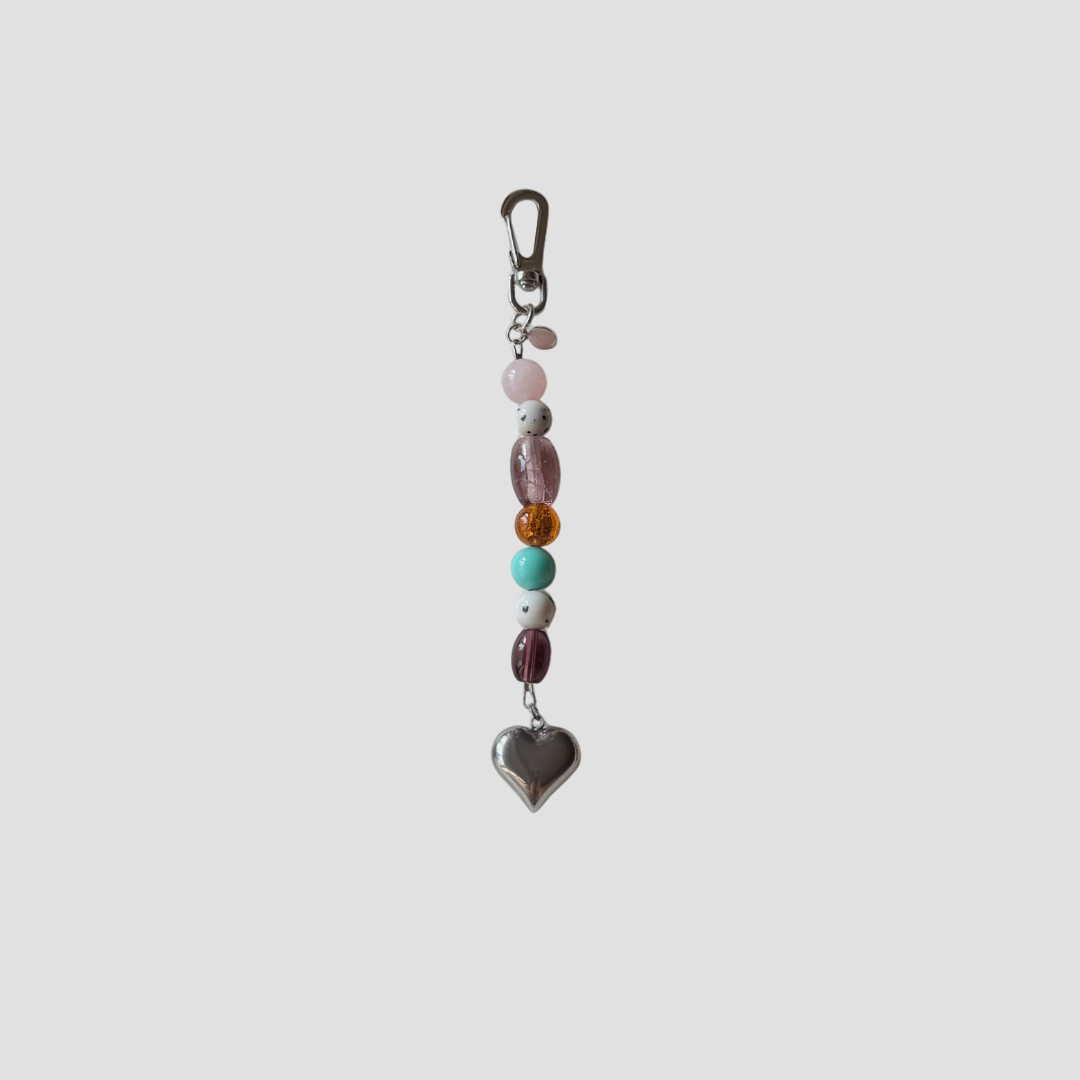 SILVER HEART BAG CHARM