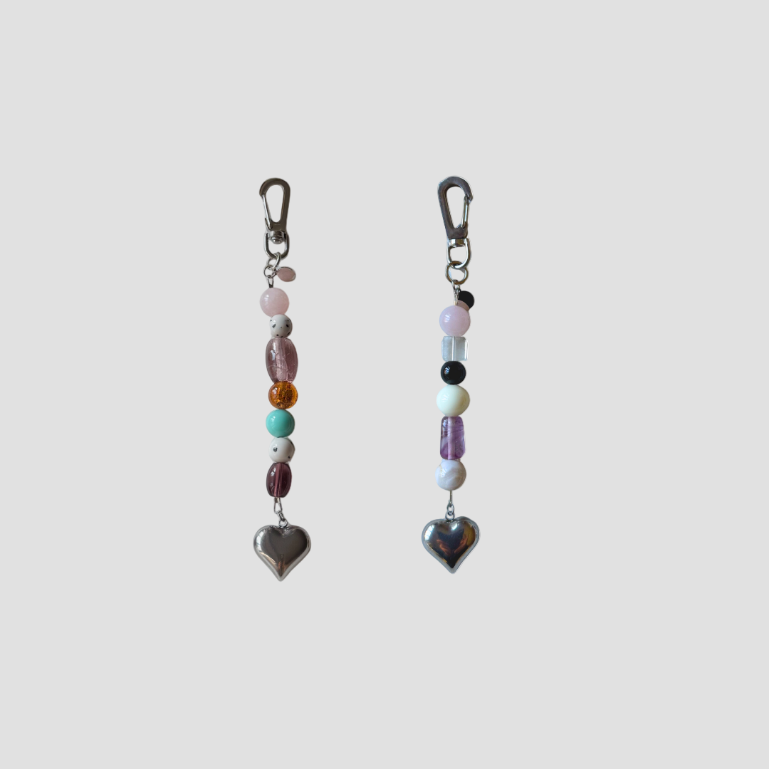 SILVER HEART BAG CHARM