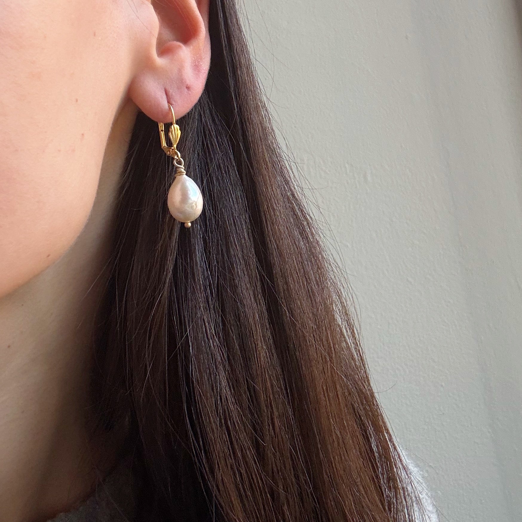 GOLD BAROQUE PEARL EARRINGS