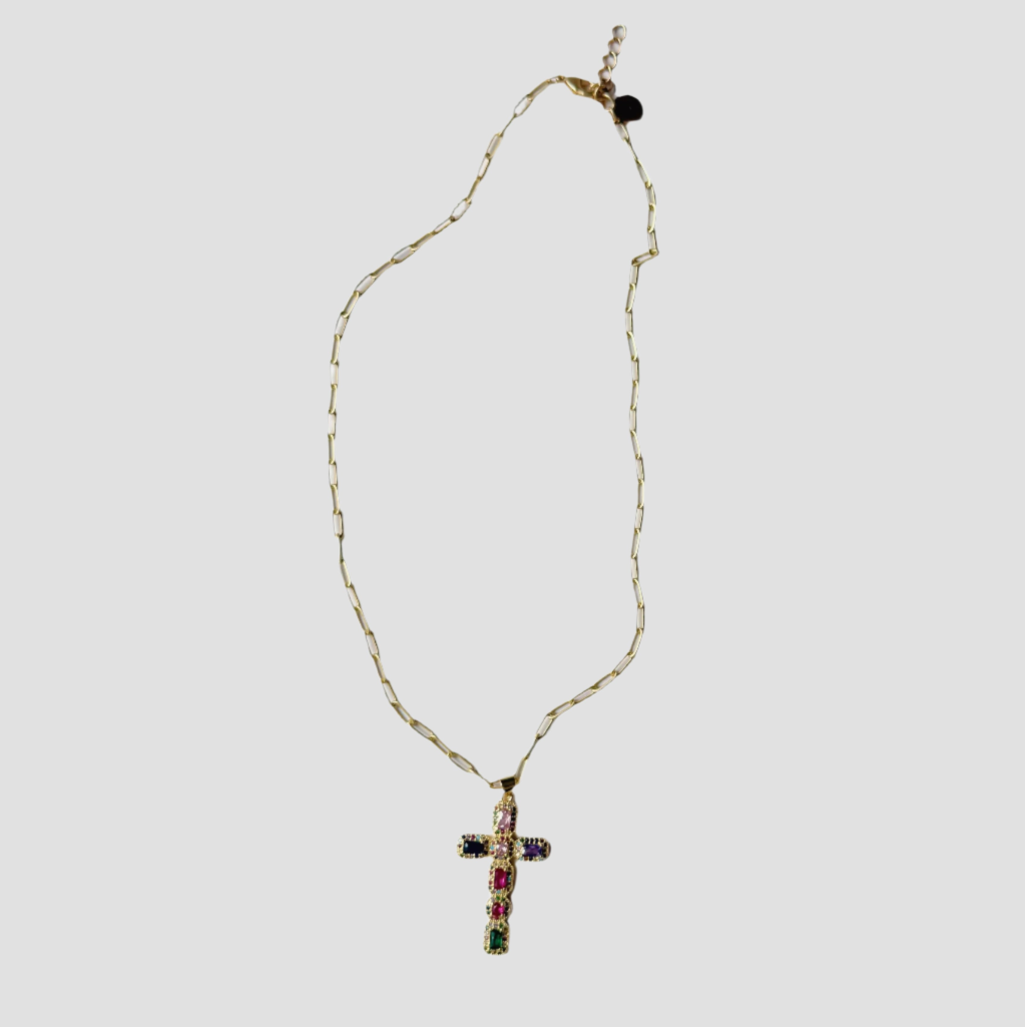 GOLD CRYSTAL CROSS CHAIN