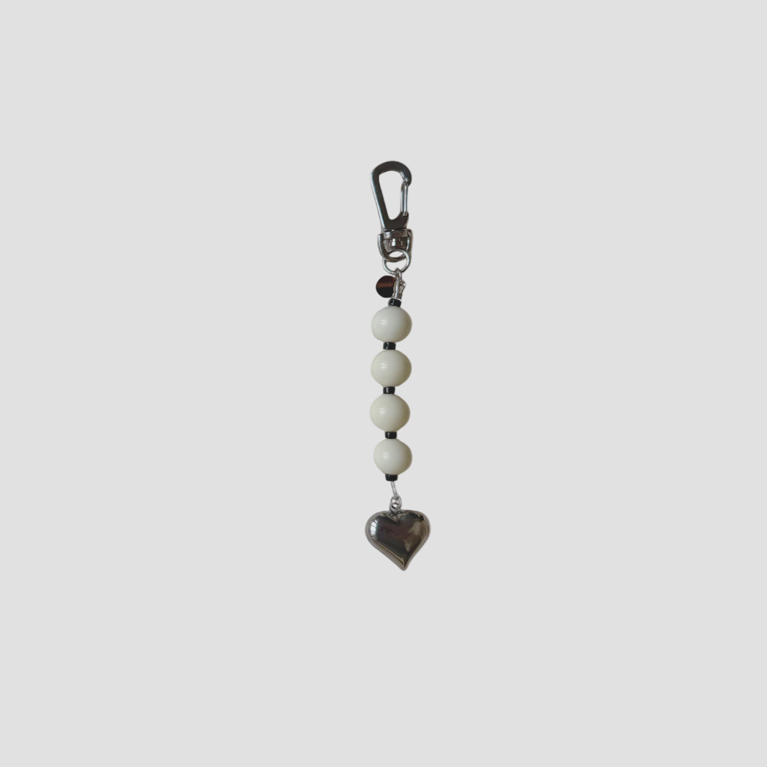 SILVER HEART BAG CHARM