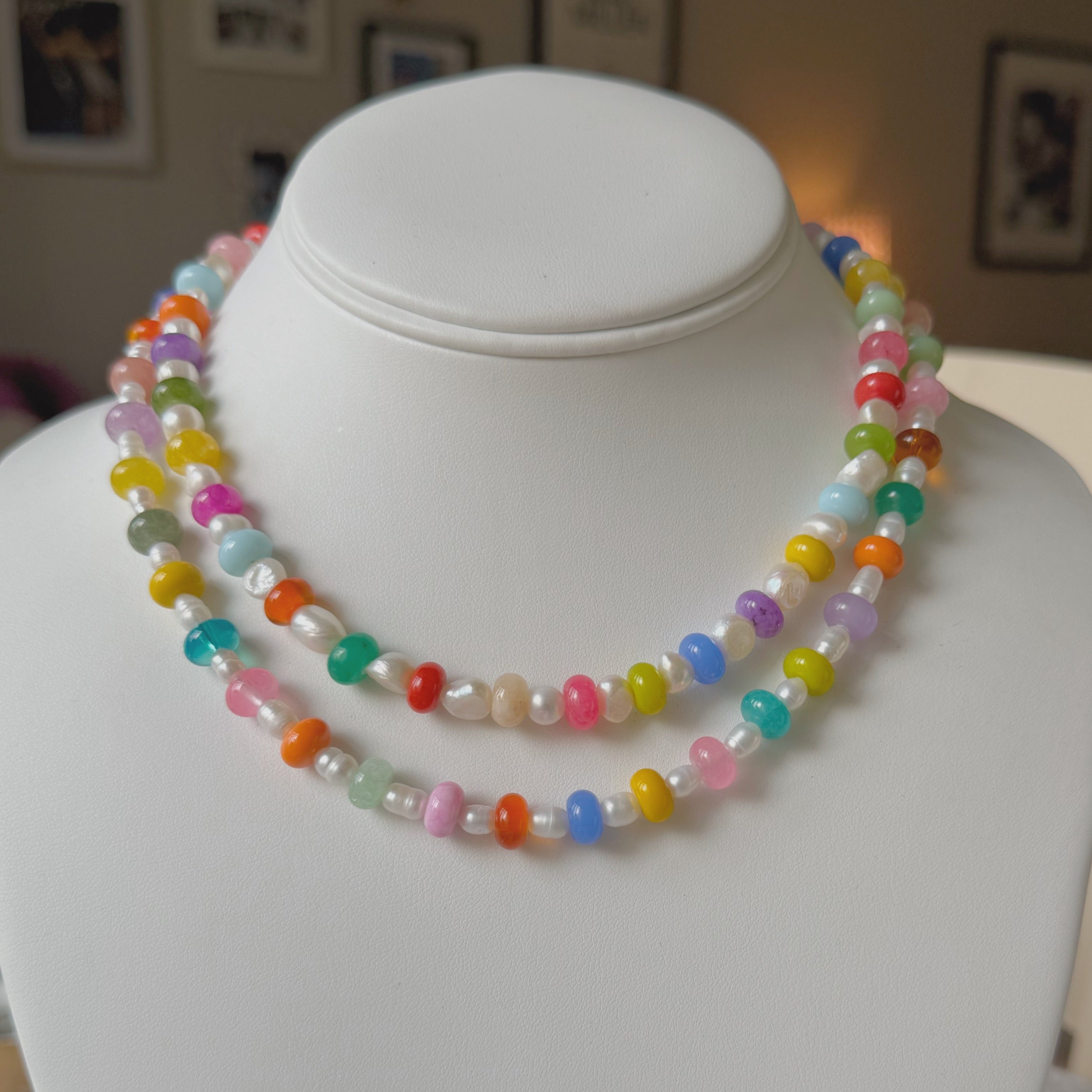 RONDELLE BEAD X PEARL NECKLACE
