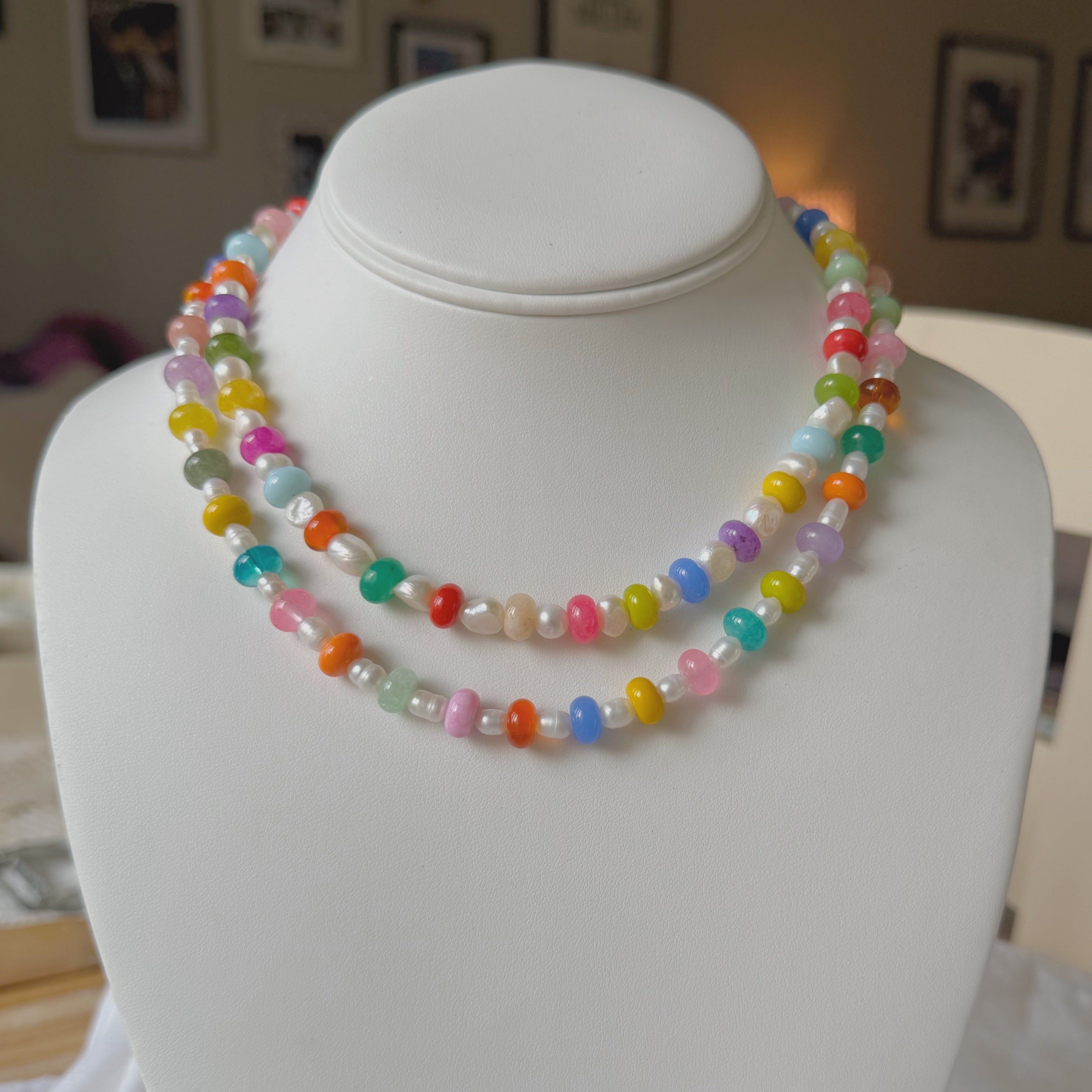 RONDELLE BEAD x PEARL NECKLACE