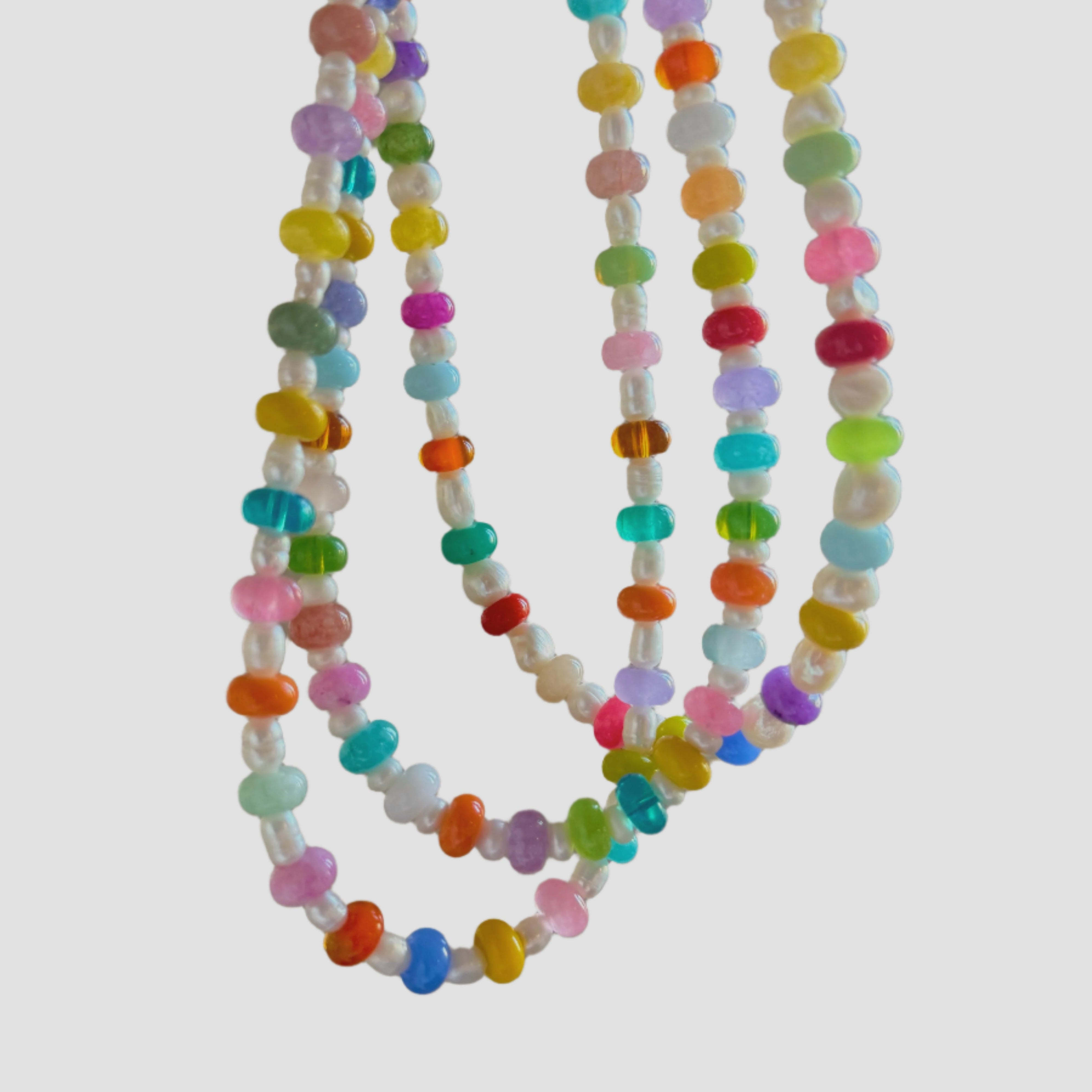 RONDELLE BEAD X PEARL NECKLACE
