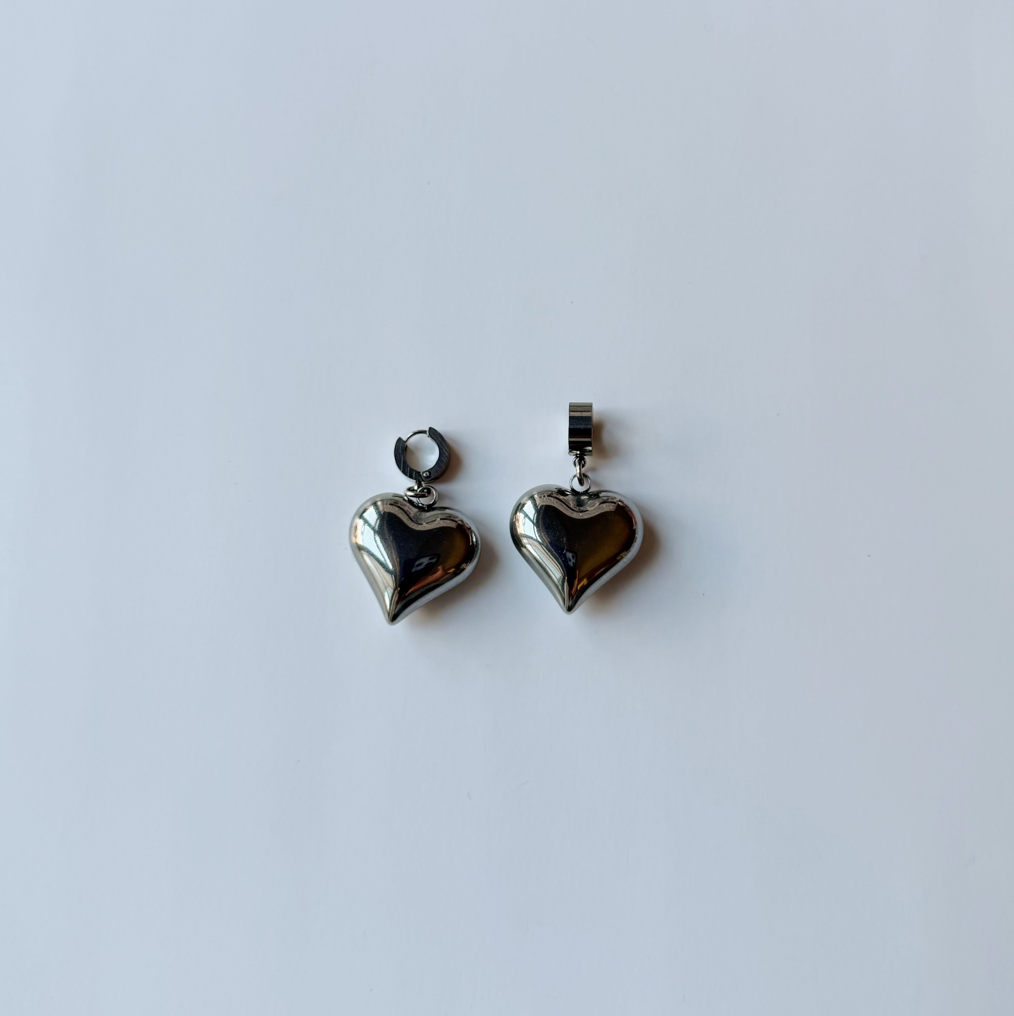 Silver Chunky Heart Earrings