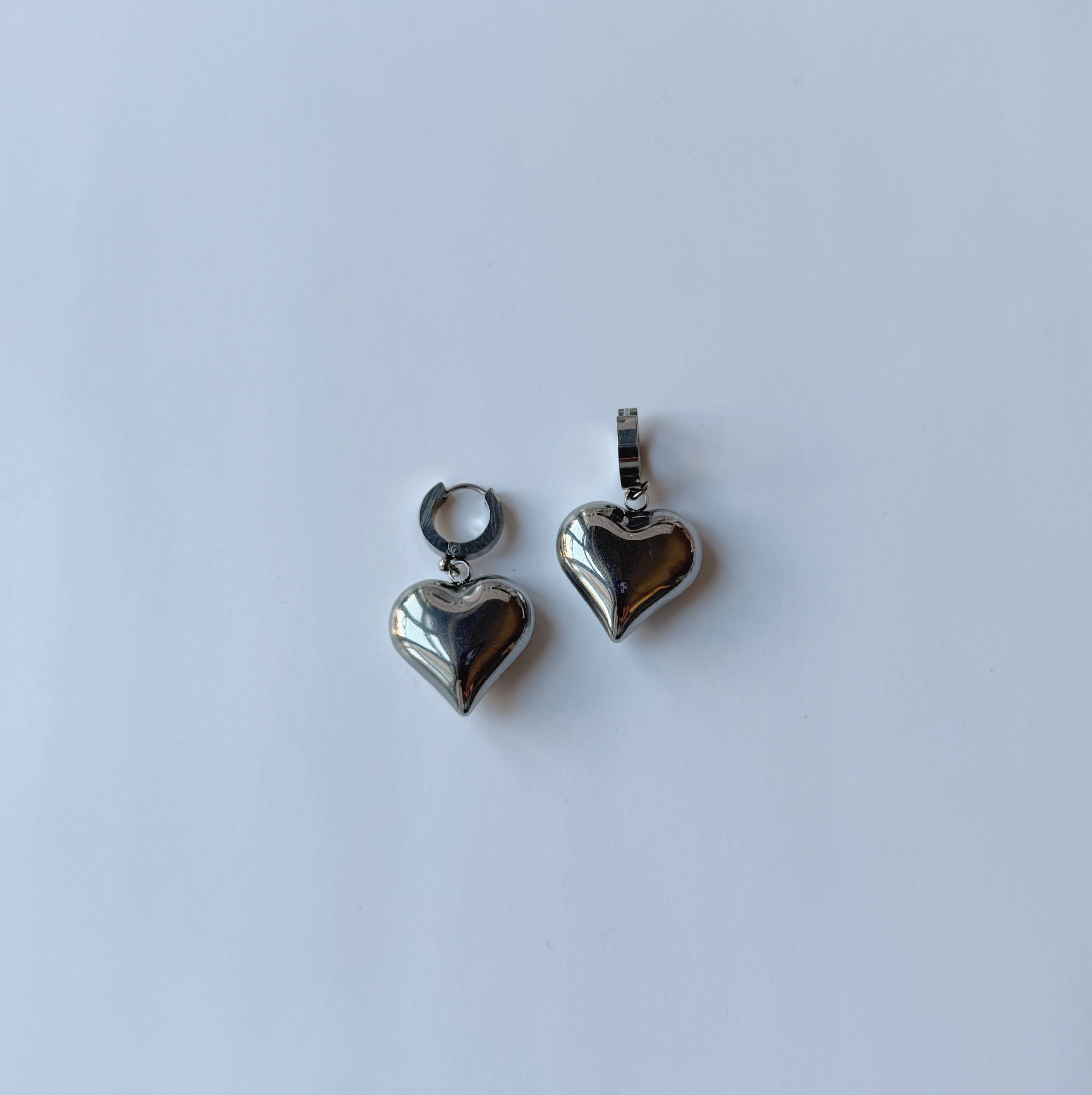 Silver Chunky Heart Earrings