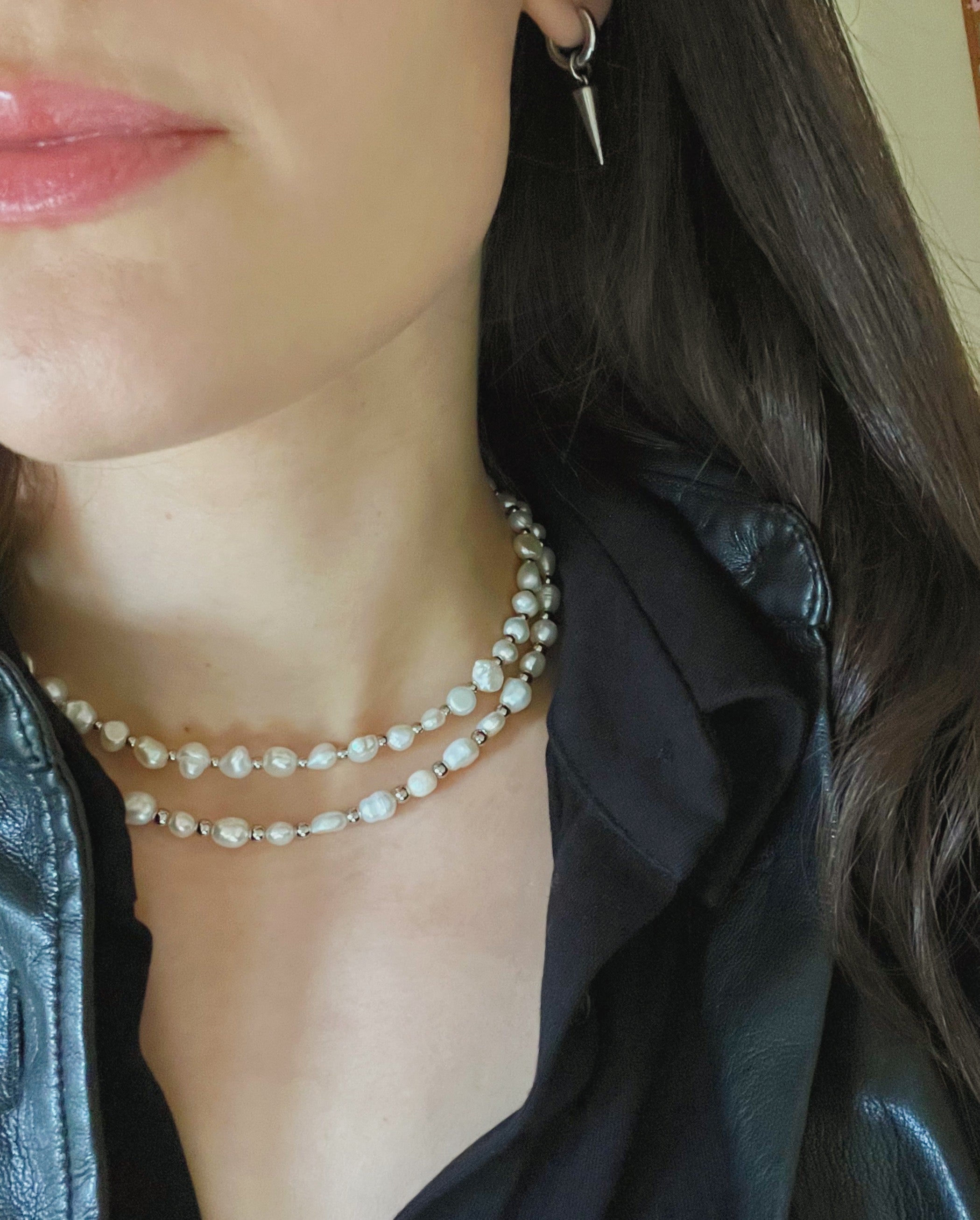 Steel Pearl Necklace