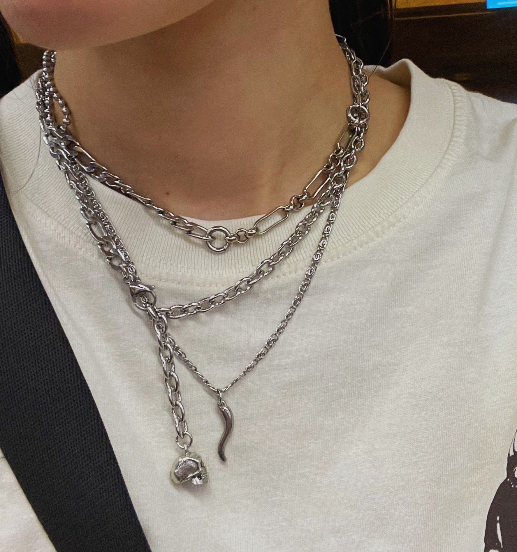 Skull Drop Mixed Chain