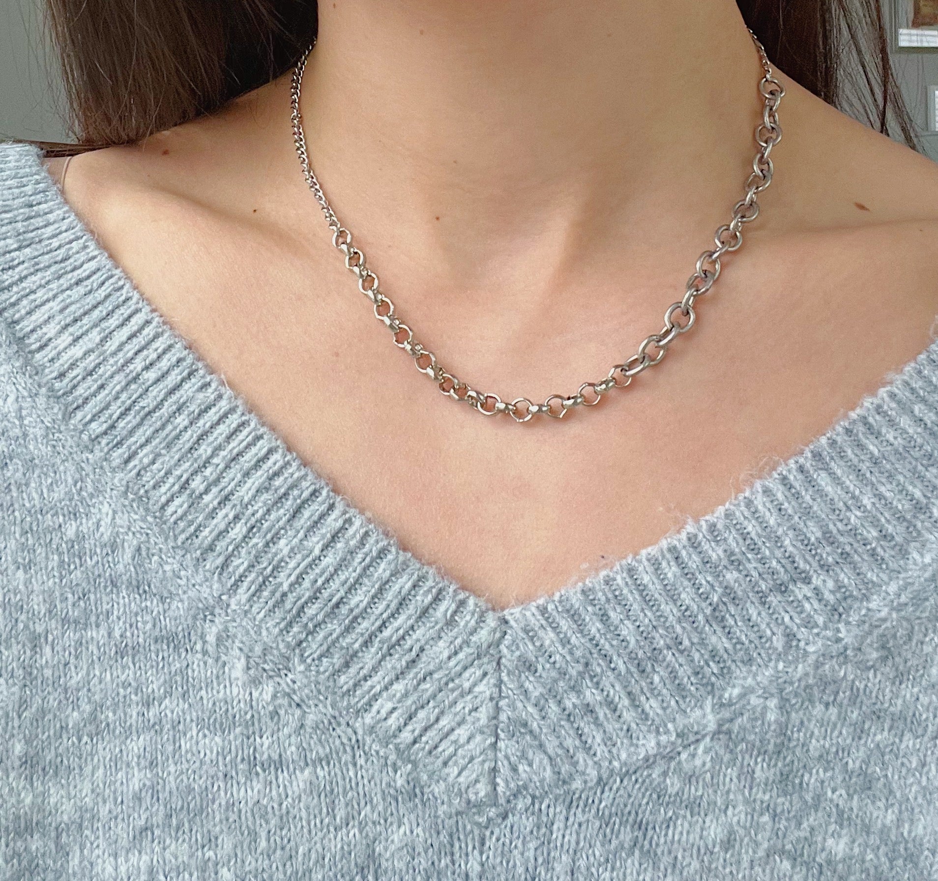 Mixed Silver Chain Necklace